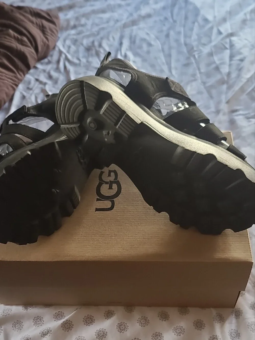 UGG Black Chunky Platform Gladiator Sandals